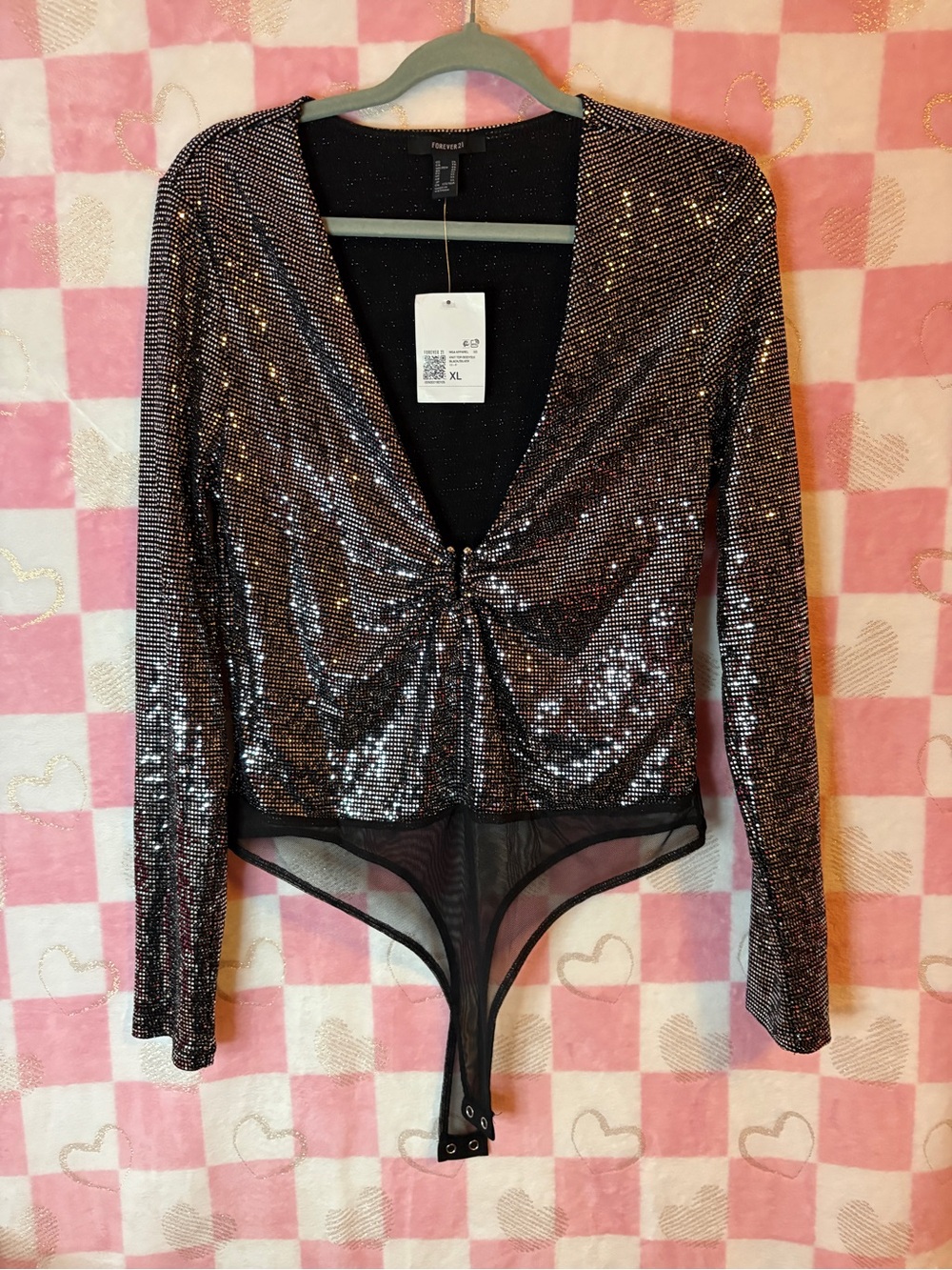 Forever 21 Black Sequin Bodysuit